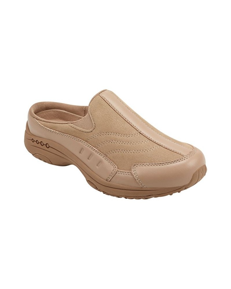 Women's Traveltime Round Toe Casual Slip-on Mules Taupe $27.24 Shoes