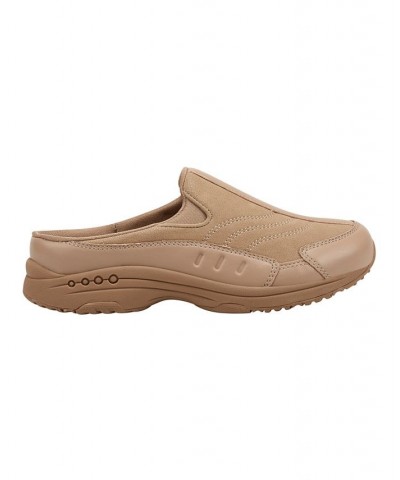 Women's Traveltime Round Toe Casual Slip-on Mules Taupe $27.24 Shoes