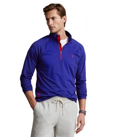 Men's Performance Jersey Quarter-Zip Pullover Blue $66.60 Shirts