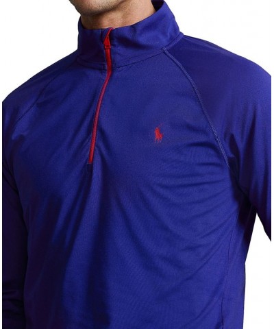 Men's Performance Jersey Quarter-Zip Pullover Blue $66.60 Shirts