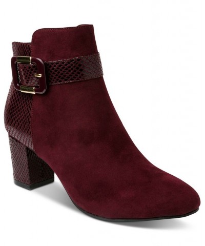 Ivyy Mixed-Media Booties Red $16.07 Shoes