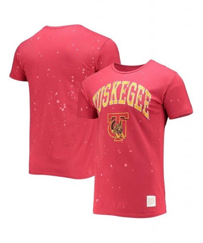 Men's Crimson Tuskegee Golden Tigers Bleach Splatter T-shirt $23.39 T-Shirts