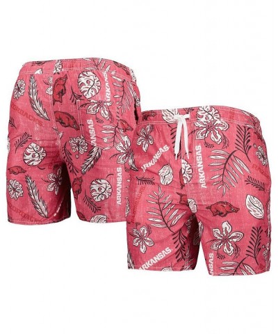 Men's Cardinal Arkansas Razorbacks Vintage-Inspired Floral Swim Trunks $38.24 Swimsuits