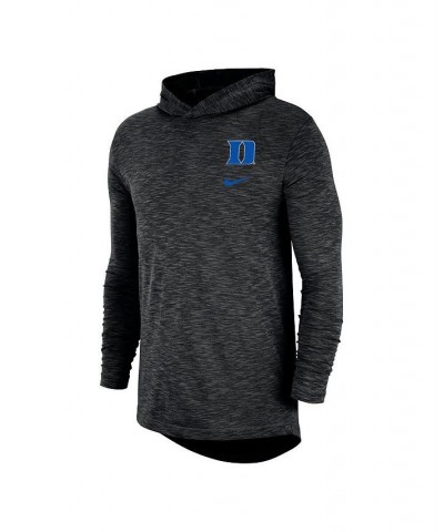 Men's Black Duke Blue Devils Slub Space-Dye Performance Long Sleeve Hoodie T-shirt $25.30 T-Shirts