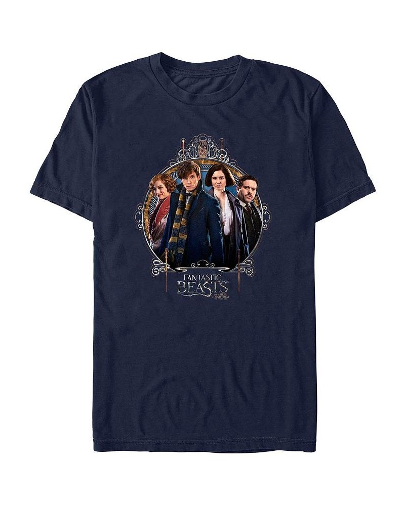 Men's Fantastic Beasts and Where to Find Them Lockup Group Short Sleeve T-shirt Blue $19.24 T-Shirts