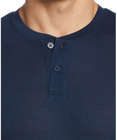 Men's Solid Henley Sleep Shirt Blue $12.22 Pajama