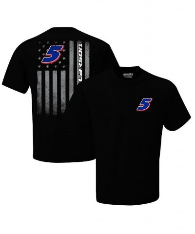 Men's Black Kyle Larson Exclusive Tonal Flag T-shirt $22.79 T-Shirts