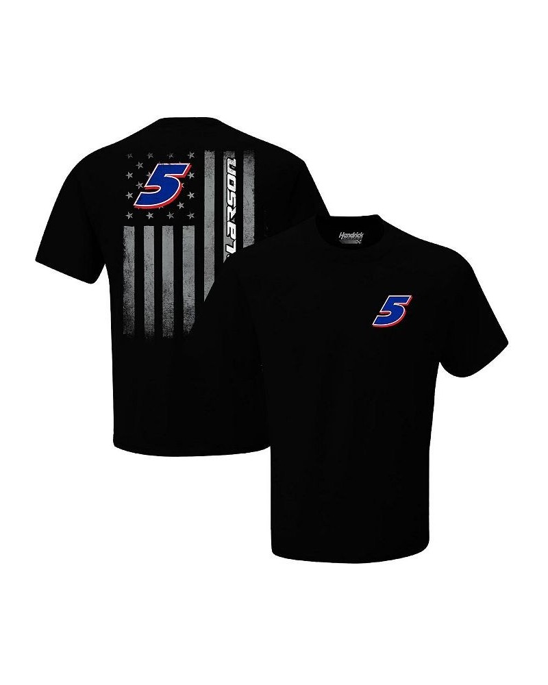 Men's Black Kyle Larson Exclusive Tonal Flag T-shirt $22.79 T-Shirts