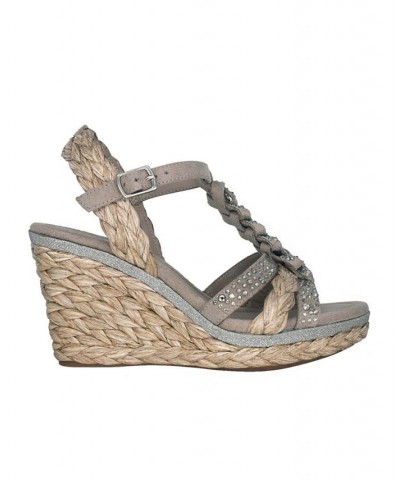 Women's Oliza Memory Foam Platform Wedge Sandal Brown $44.65 Shoes