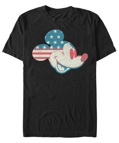 Men's Mickey Americana Short Sleeve Crew T-shirt Black $16.10 T-Shirts