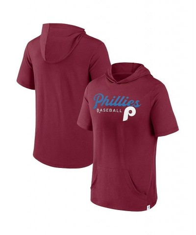 Men's Branded Burgundy Philadelphia Phillies Offensive Strategy Short Sleeve Pullover Hoodie $29.49 Sweatshirt