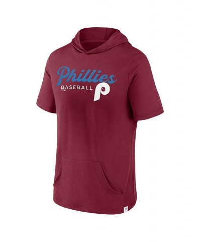 Men's Branded Burgundy Philadelphia Phillies Offensive Strategy Short Sleeve Pullover Hoodie $29.49 Sweatshirt