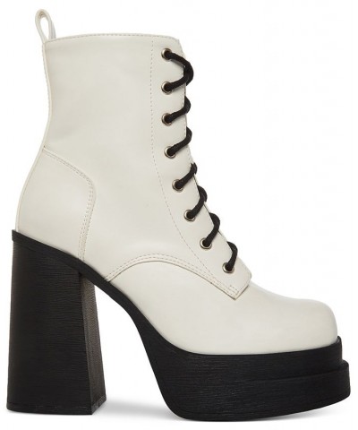 Driven Double Platform Lace-Up Combat Booties White $19.77 Shoes