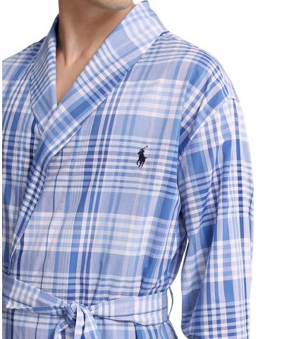 Men's Cotton Plaid Robe Blue $45.90 Pajama