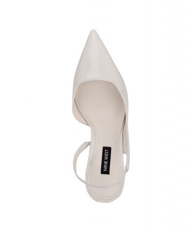 Women's Mollie Pointy Toe Heeled Slingbacks Pumps White $52.47 Shoes