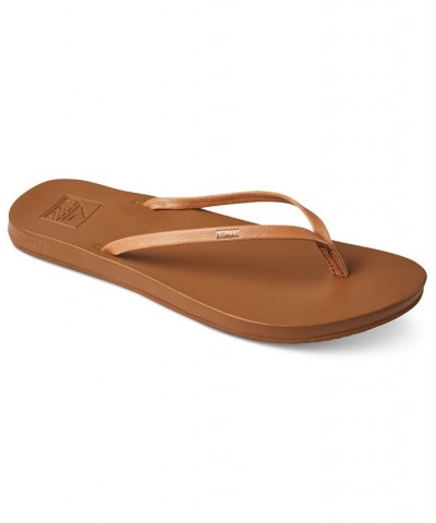 Women's Cushion Slim Slip-On Thong Sandals Tan/Beige $19.07 Shoes