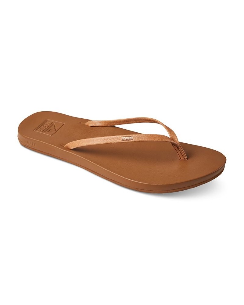 Women's Cushion Slim Slip-On Thong Sandals Tan/Beige $19.07 Shoes