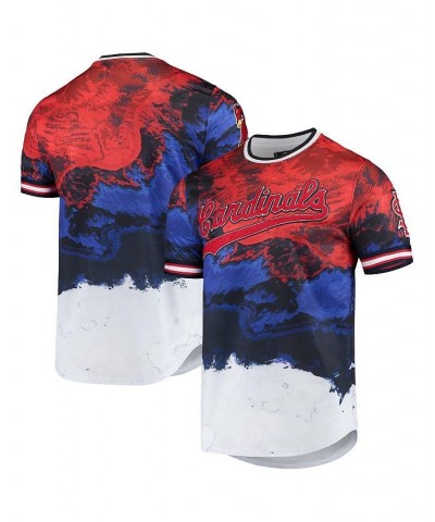 Men's Red and Royal St. Louis Cardinals Red White and Blue Dip Dye T-shirt $36.66 T-Shirts