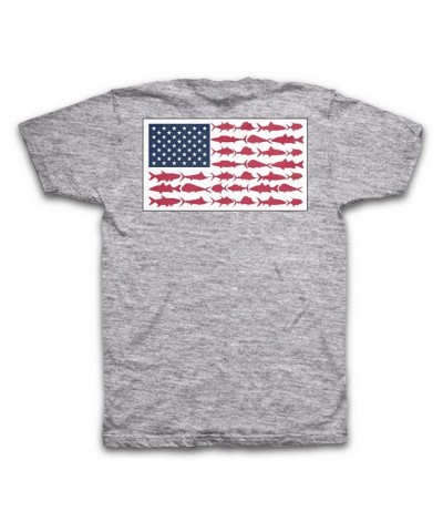 Men's Americana Saltwater Fish Flag Short Sleeve T-shirt Gray $10.00 T-Shirts