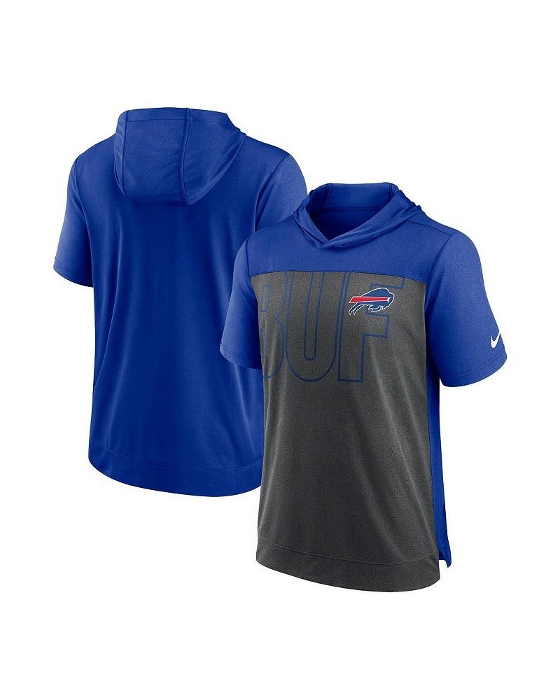 Men's Heathered Charcoal and Royal Buffalo Bills Performance Hoodie T-shirt $30.80 T-Shirts