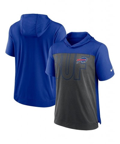 Men's Heathered Charcoal and Royal Buffalo Bills Performance Hoodie T-shirt $30.80 T-Shirts