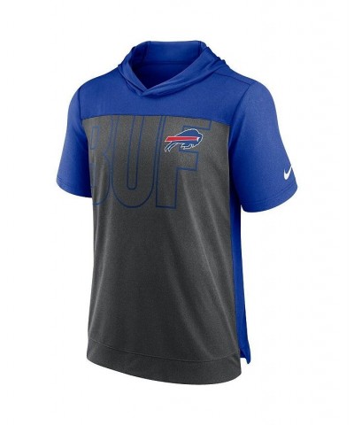 Men's Heathered Charcoal and Royal Buffalo Bills Performance Hoodie T-shirt $30.80 T-Shirts