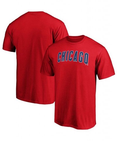 Men's Red Chicago Cubs Official Wordmark Logo T-shirt $23.99 T-Shirts