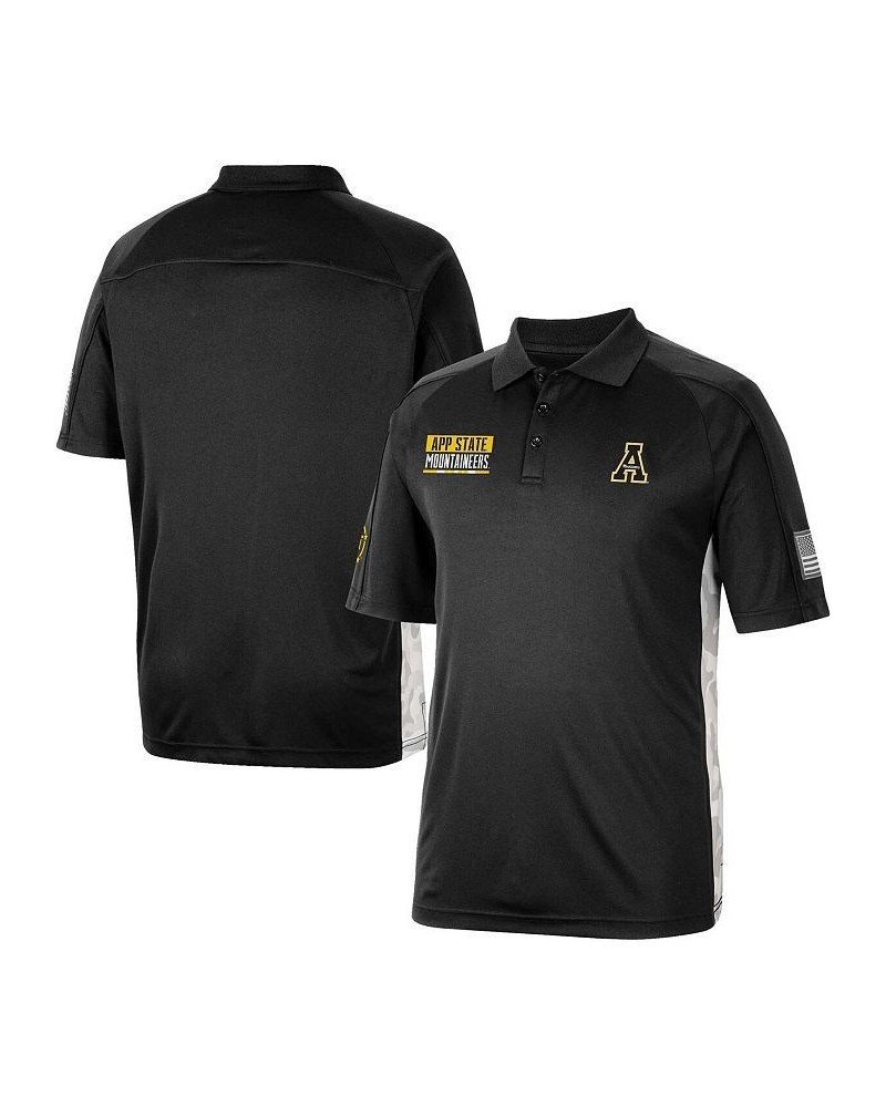 Men's Black Appalachian State Mountaineers OHT Military-Inspired Appreciation Snow Camo Raglan Polo Shirt $30.00 Polo Shirts