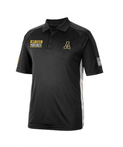 Men's Black Appalachian State Mountaineers OHT Military-Inspired Appreciation Snow Camo Raglan Polo Shirt $30.00 Polo Shirts