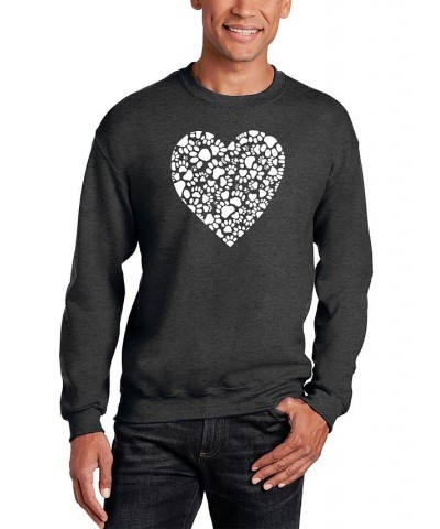 Men's Paw Prints Heart Word Art Crewneck Sweatshirt Gray $25.00 Sweatshirt