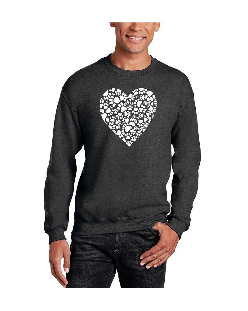 Men's Paw Prints Heart Word Art Crewneck Sweatshirt Gray $25.00 Sweatshirt