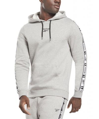 Men's Classic-Fit Fleece Identity Tape Pullover Hoodie Gray $25.30 Sweatshirt