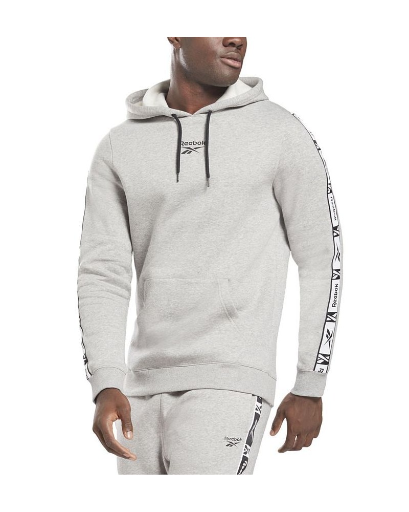 Men's Classic-Fit Fleece Identity Tape Pullover Hoodie Gray $25.30 Sweatshirt