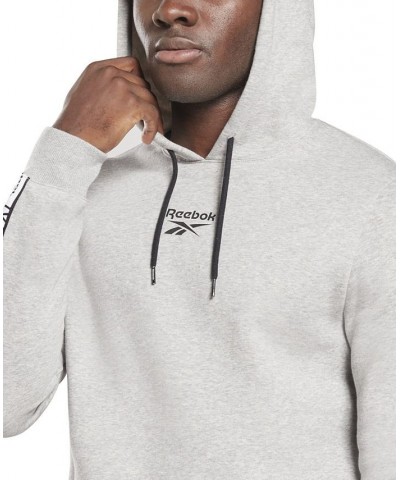 Men's Classic-Fit Fleece Identity Tape Pullover Hoodie Gray $25.30 Sweatshirt