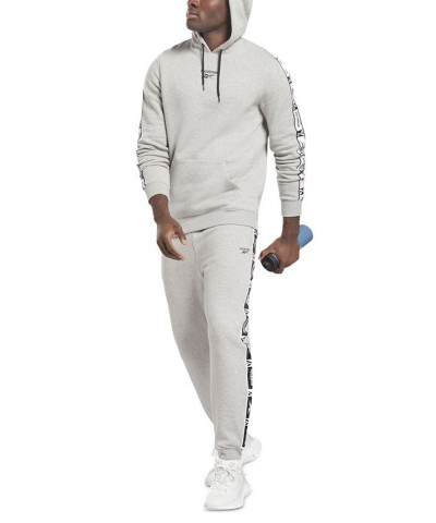 Men's Classic-Fit Fleece Identity Tape Pullover Hoodie Gray $25.30 Sweatshirt