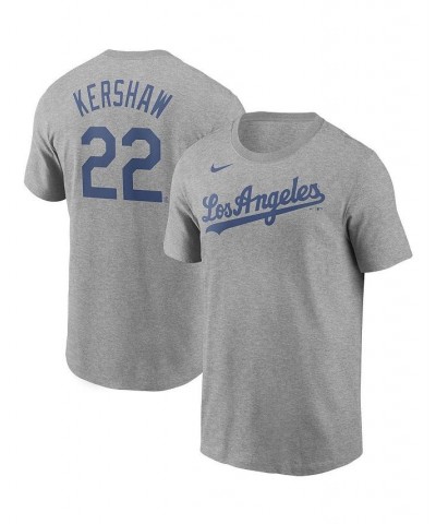 Men's Clayton Kershaw Heather Gray Los Angeles Dodgers Name and Number T-shirt $26.99 T-Shirts