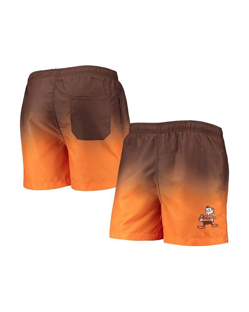 Men's Brown, Orange Cleveland Browns Retro Dip-Dye Swim Shorts $32.39 Swimsuits