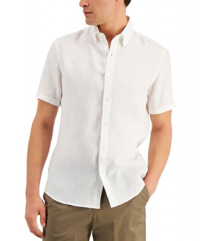 Men's Slim-Fit Yarn-Dyed Linen Shirt White $53.73 Shirts