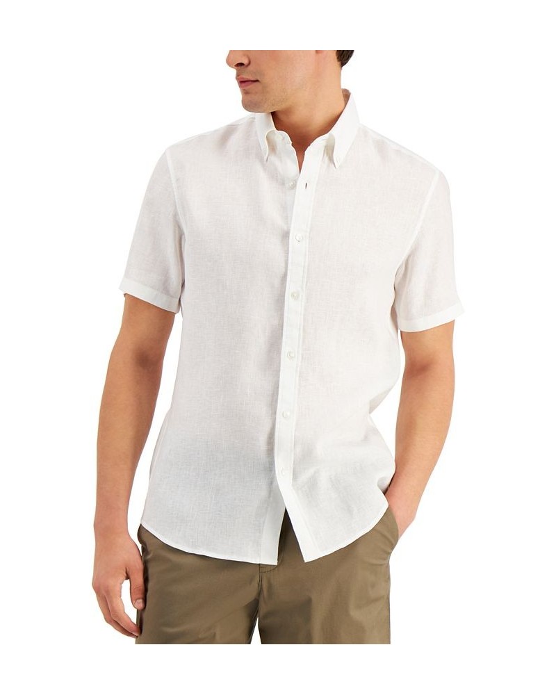 Men's Slim-Fit Yarn-Dyed Linen Shirt White $53.73 Shirts