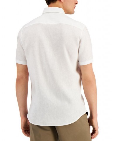 Men's Slim-Fit Yarn-Dyed Linen Shirt White $53.73 Shirts