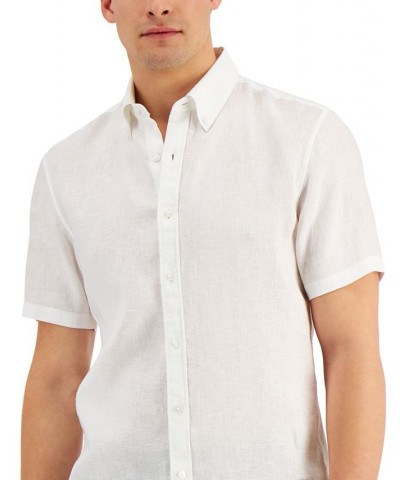 Men's Slim-Fit Yarn-Dyed Linen Shirt White $53.73 Shirts