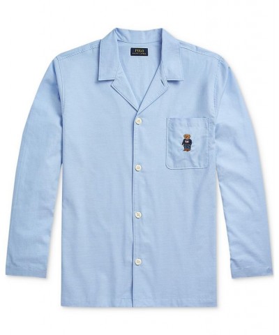 Men's Classic Long Sleeve Pajama Shirt Blue $32.50 Pajama