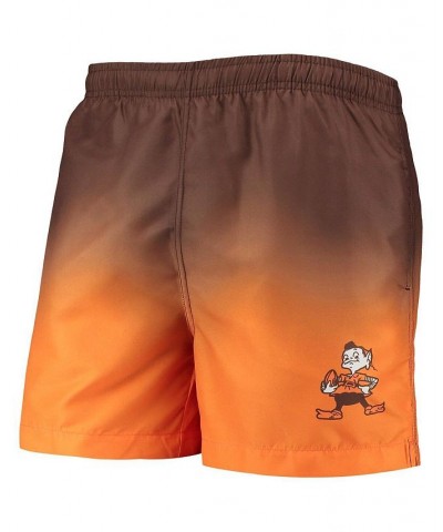 Men's Brown, Orange Cleveland Browns Retro Dip-Dye Swim Shorts $32.39 Swimsuits