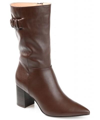 Women's Wilo Wide Calf Boots Brown $52.80 Shoes