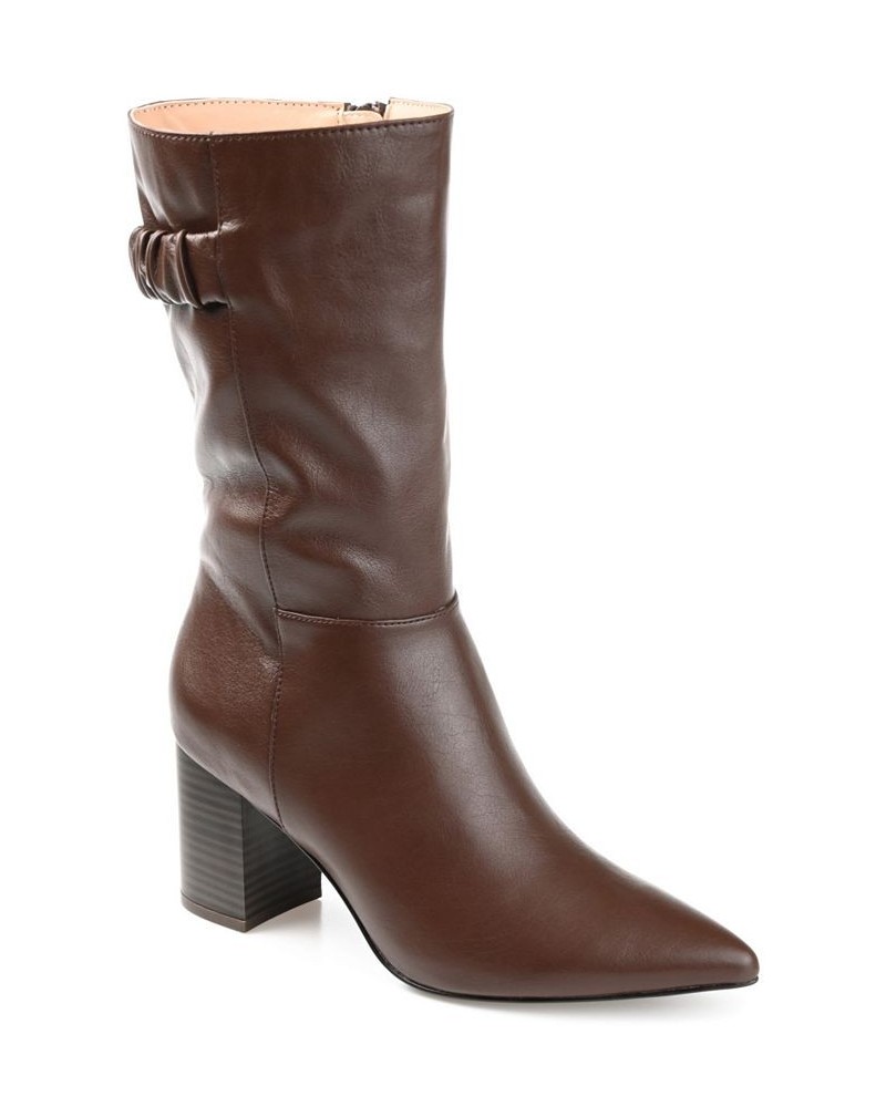 Women's Wilo Wide Calf Boots Brown $52.80 Shoes