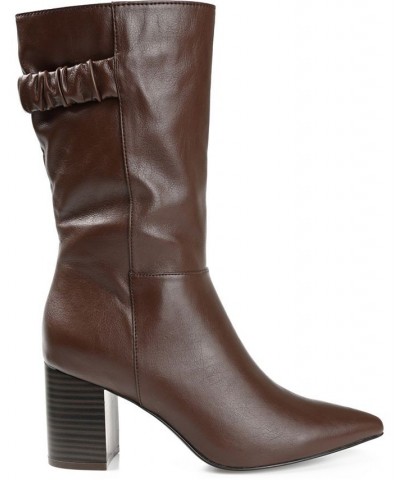 Women's Wilo Wide Calf Boots Brown $52.80 Shoes