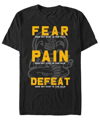 Men's Fear Pain Defeat Motto Short Sleeve T- shirt Black $16.45 T-Shirts