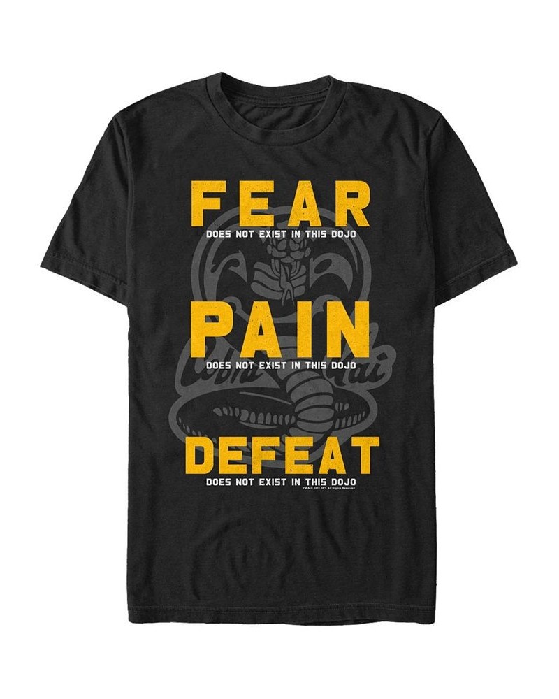 Men's Fear Pain Defeat Motto Short Sleeve T- shirt Black $16.45 T-Shirts