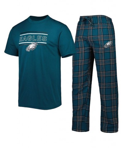 Men's Midnight Green, Black Philadelphia Eagles Badge Top and Pants Sleep Set $35.74 Pajama