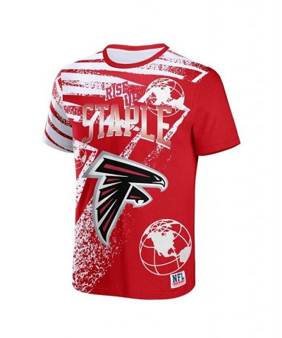 Men's NFL X Staple Red Atlanta Falcons Team Slogan All Over Print Short Sleeve T-shirt $19.20 T-Shirts